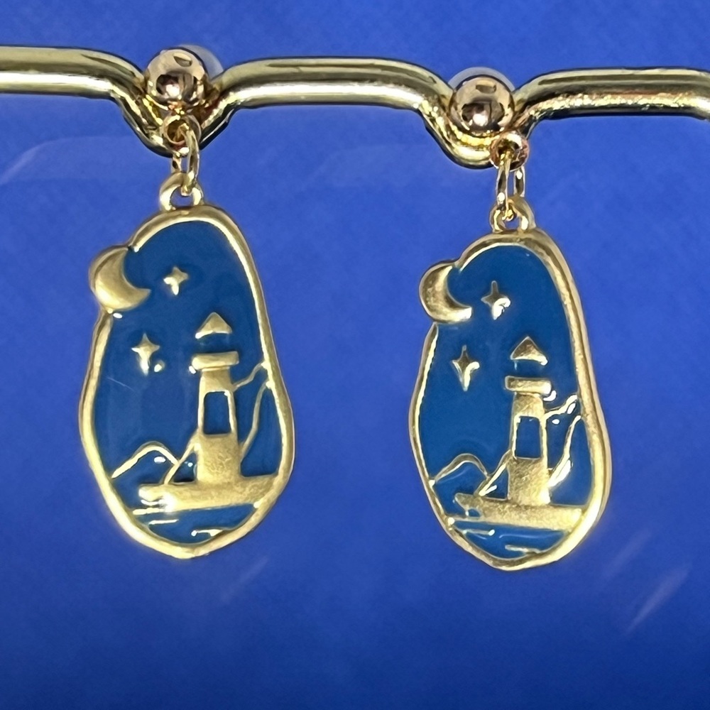 Gold Tone Lighthouse Earrings